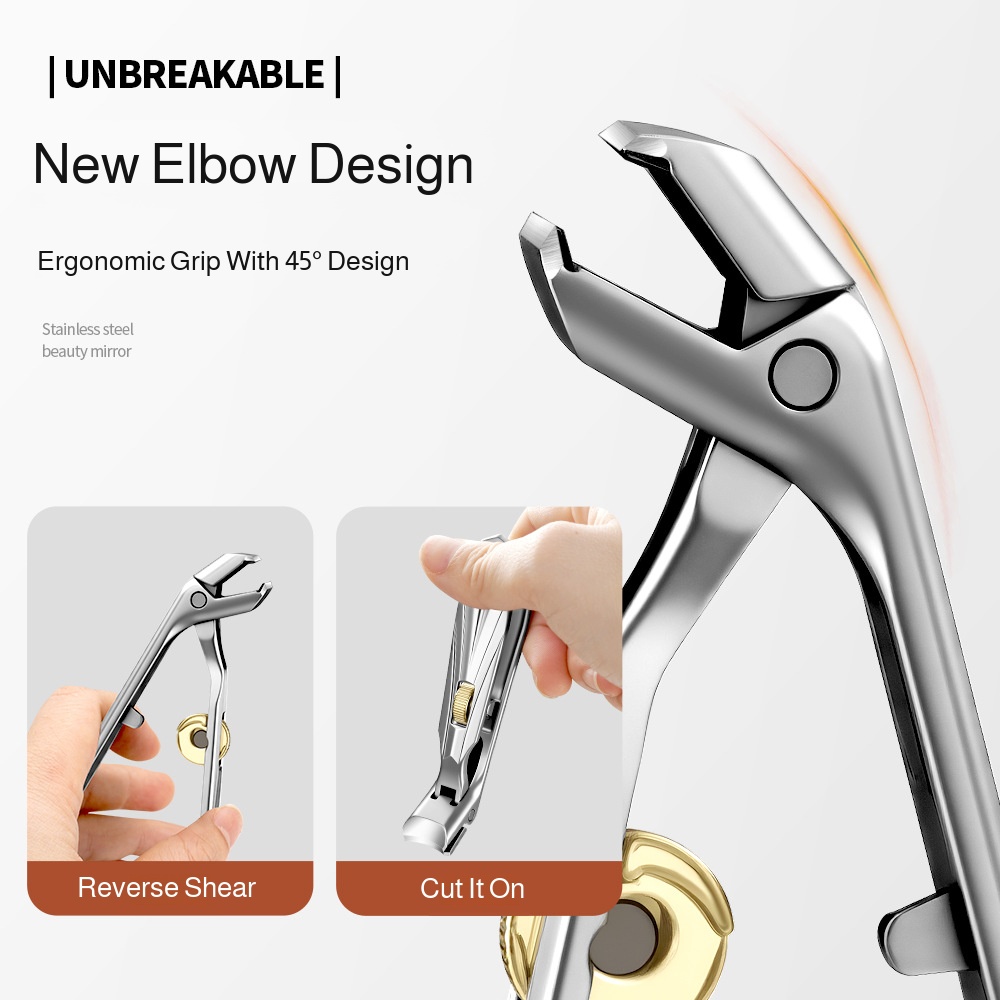 Stainless Steel Nail Clippers with Splash Guard: Extra Wide Jaw Opening for Thick & Ingrown Toenails & Foot Care