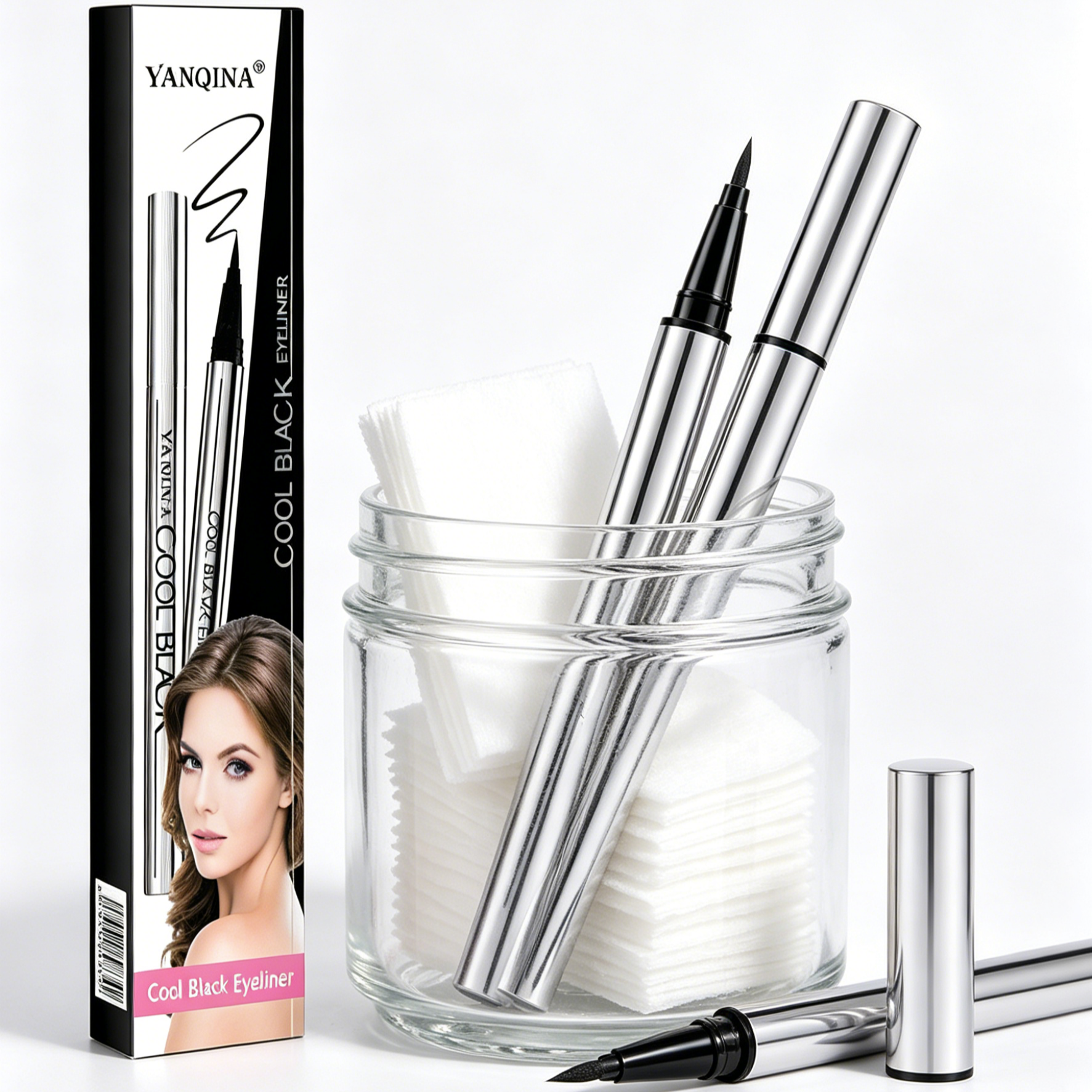 Waterproof Quick-Dry Liquid Eyeliner | 0.01mm Ultra-Fine Tip | Smudge-Proof 24H Long Lasting | Cool Black