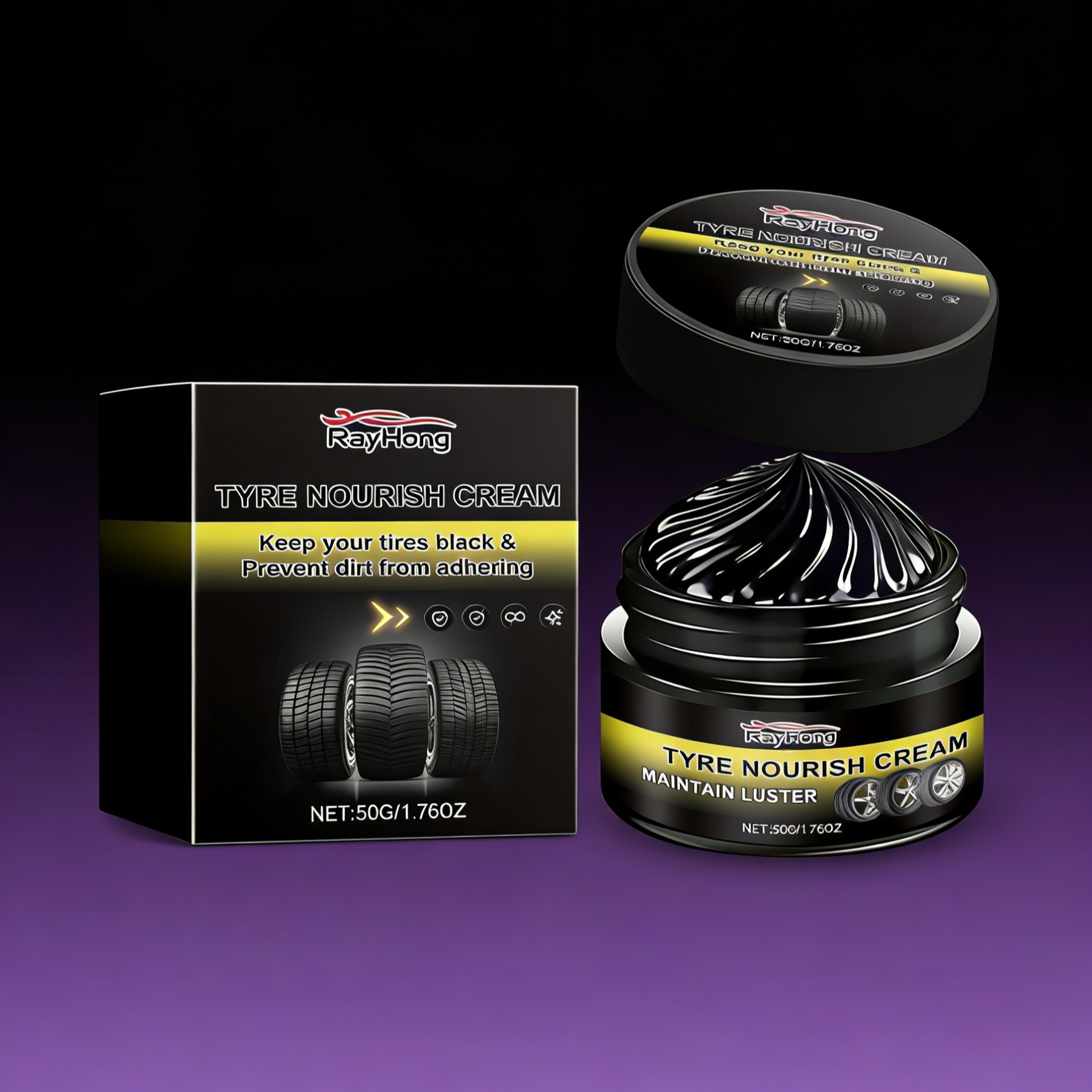 Premium Car Tyre/Tire Shine Wax | Long-Lasting Deep Black Gloss & Waterproof Coating | Prevents Cracking