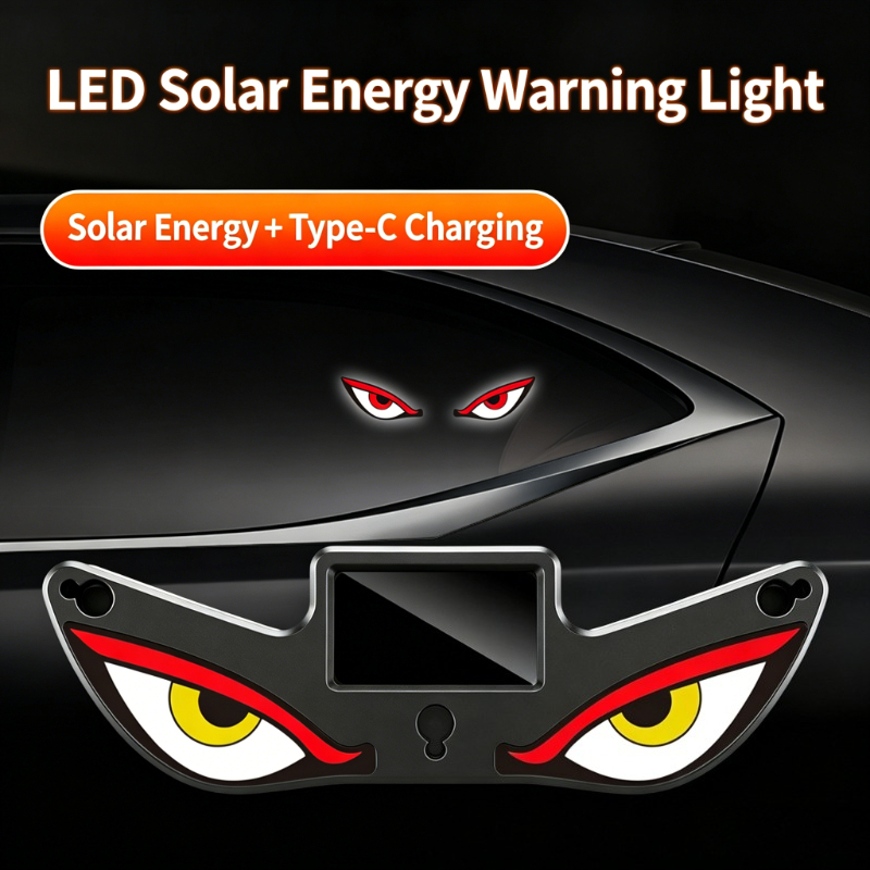 Devil Eye Solar Car LED Light | Wireless Anti-Theft Warning Light | Waterproof Neon Effect
