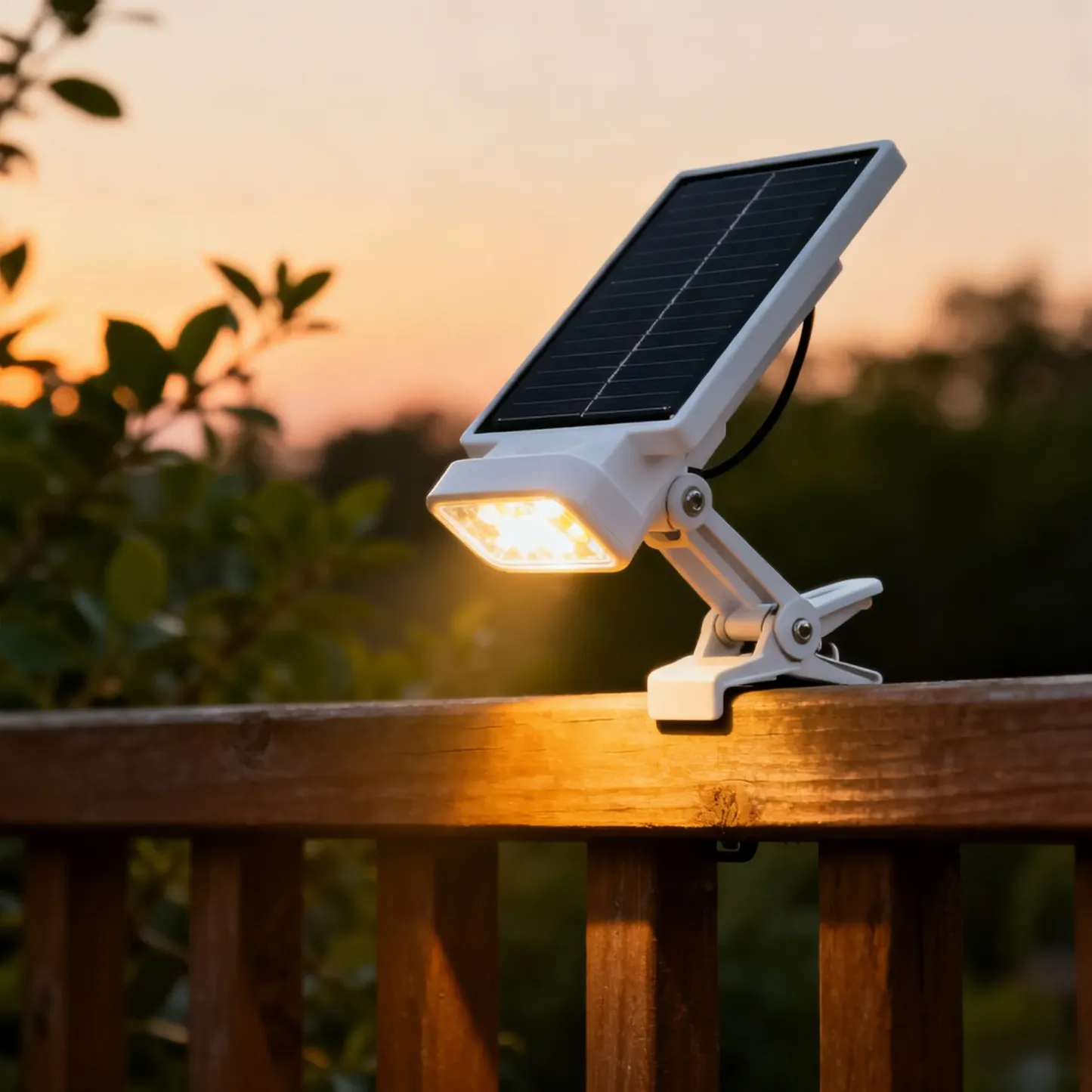 Lampu Solar Clip-on dengan Sensor Gerakan - Kalis Air & Tanpa Wayar- Lampu Luar Rumah Sesuai untuk Pagar, Taman & Balkoni (Tanpa Perlu Tebuk Lubang)