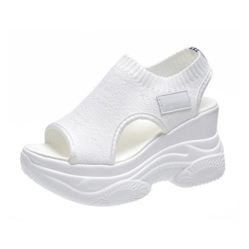 Peep Toe Wedge Platform Sandals | Invisible Height Increase | Breathable Fly-Knit Upper | Non-Slip Stable Walking Sandals