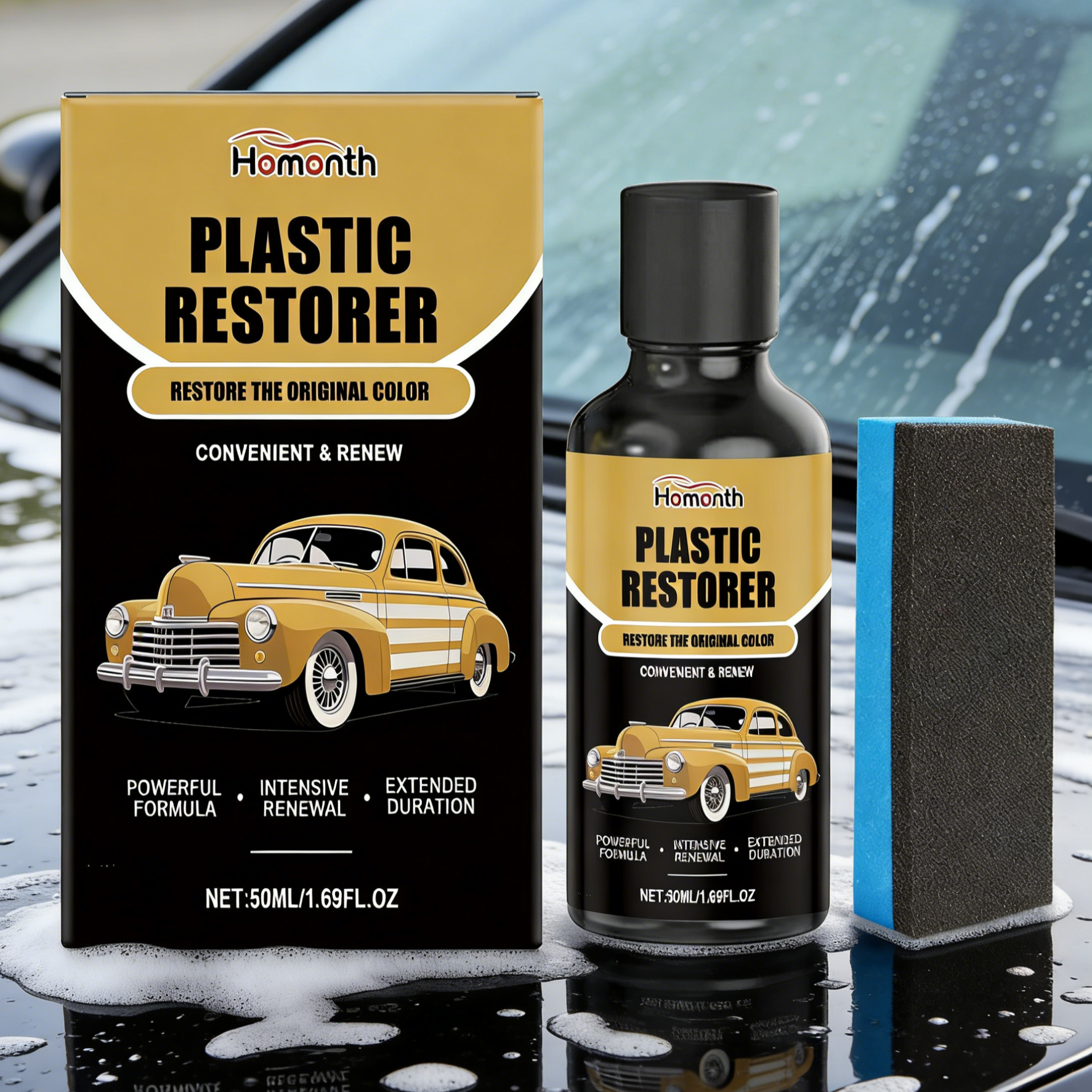 3-in-1 Nano Crystal Car Coating Serum | Instant Mirror Shine & Scratch Repair | Rust Removal & Hydrophobic Waterproof Protection | Long-Lasting DIY Car Detailing Kit