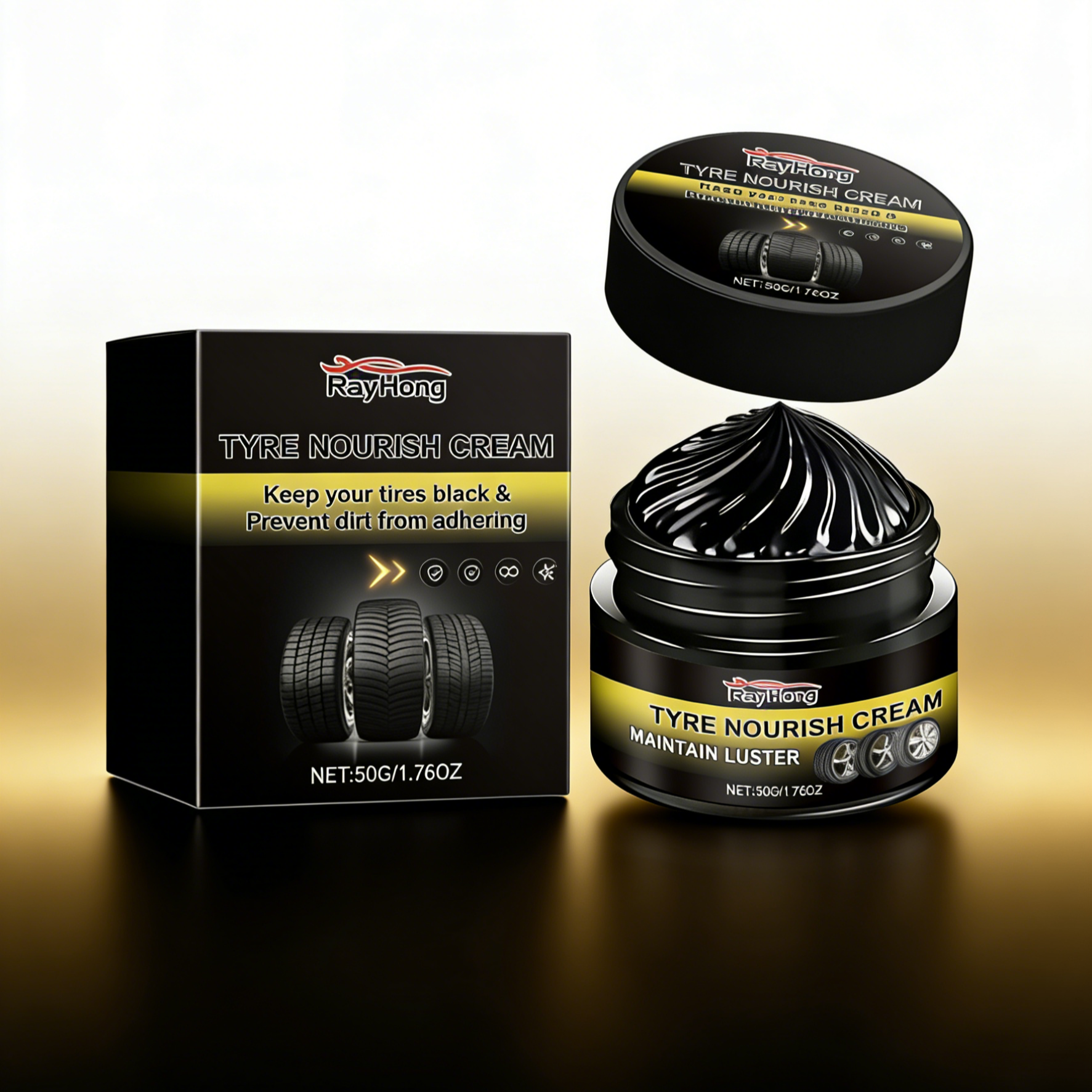 Premium Car Tyre/Tire Shine Wax | Long-Lasting Deep Black Gloss & Waterproof Coating | Prevents Cracking