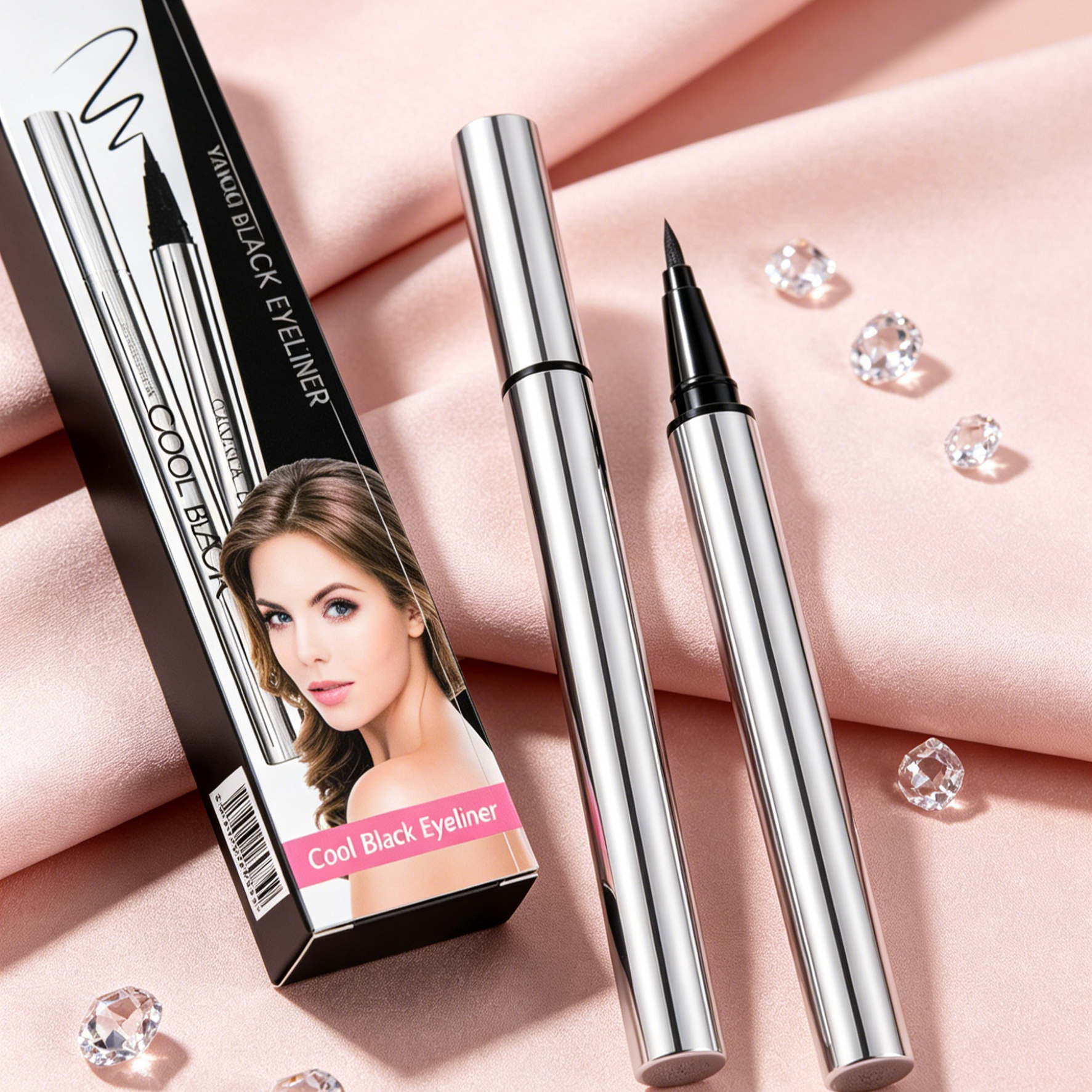 Waterproof Quick-Dry Liquid Eyeliner | 0.01mm Ultra-Fine Tip | Smudge-Proof 24H Long Lasting | Cool Black