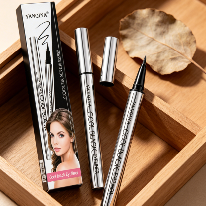 Waterproof Quick-Dry Liquid Eyeliner | 0.01mm Ultra-Fine Tip | Smudge-Proof 24H Long Lasting | Cool Black