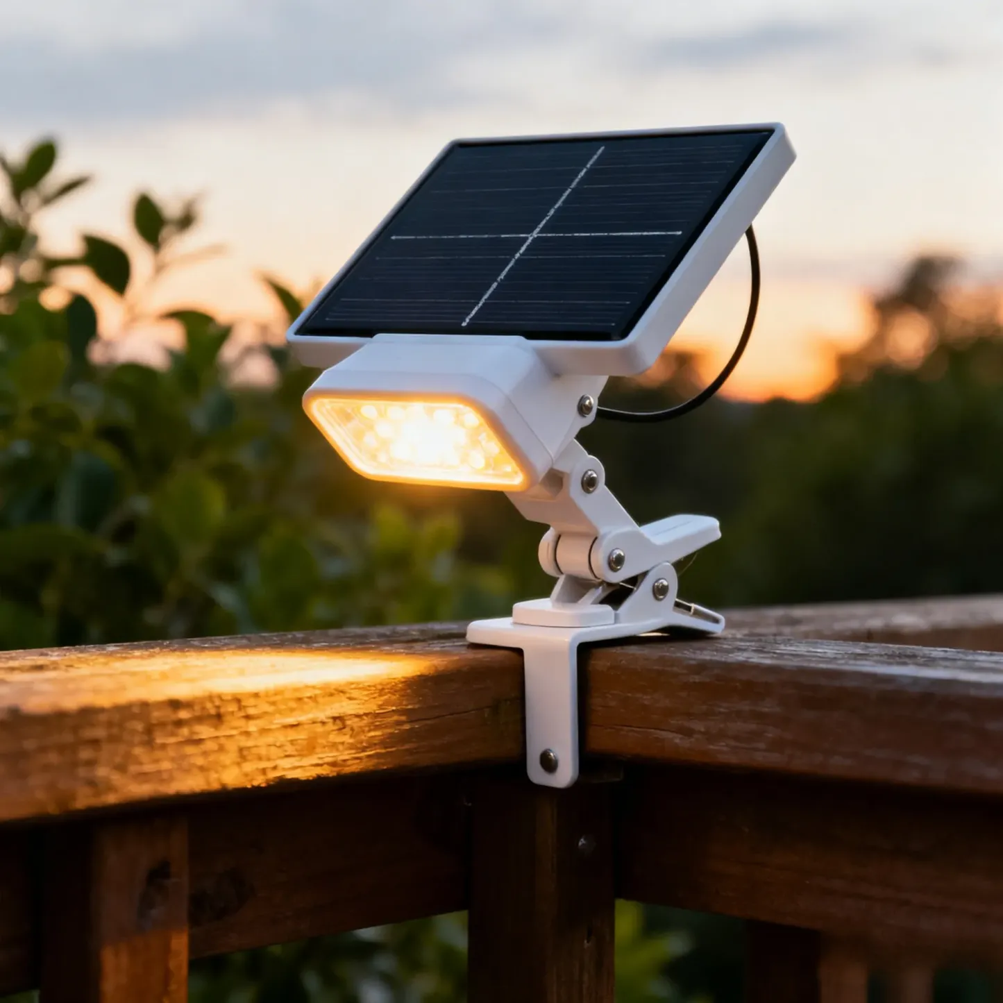 Lampu Solar Clip-on dengan Sensor Gerakan - Kalis Air & Tanpa Wayar- Lampu Luar Rumah Sesuai untuk Pagar, Taman & Balkoni (Tanpa Perlu Tebuk Lubang)