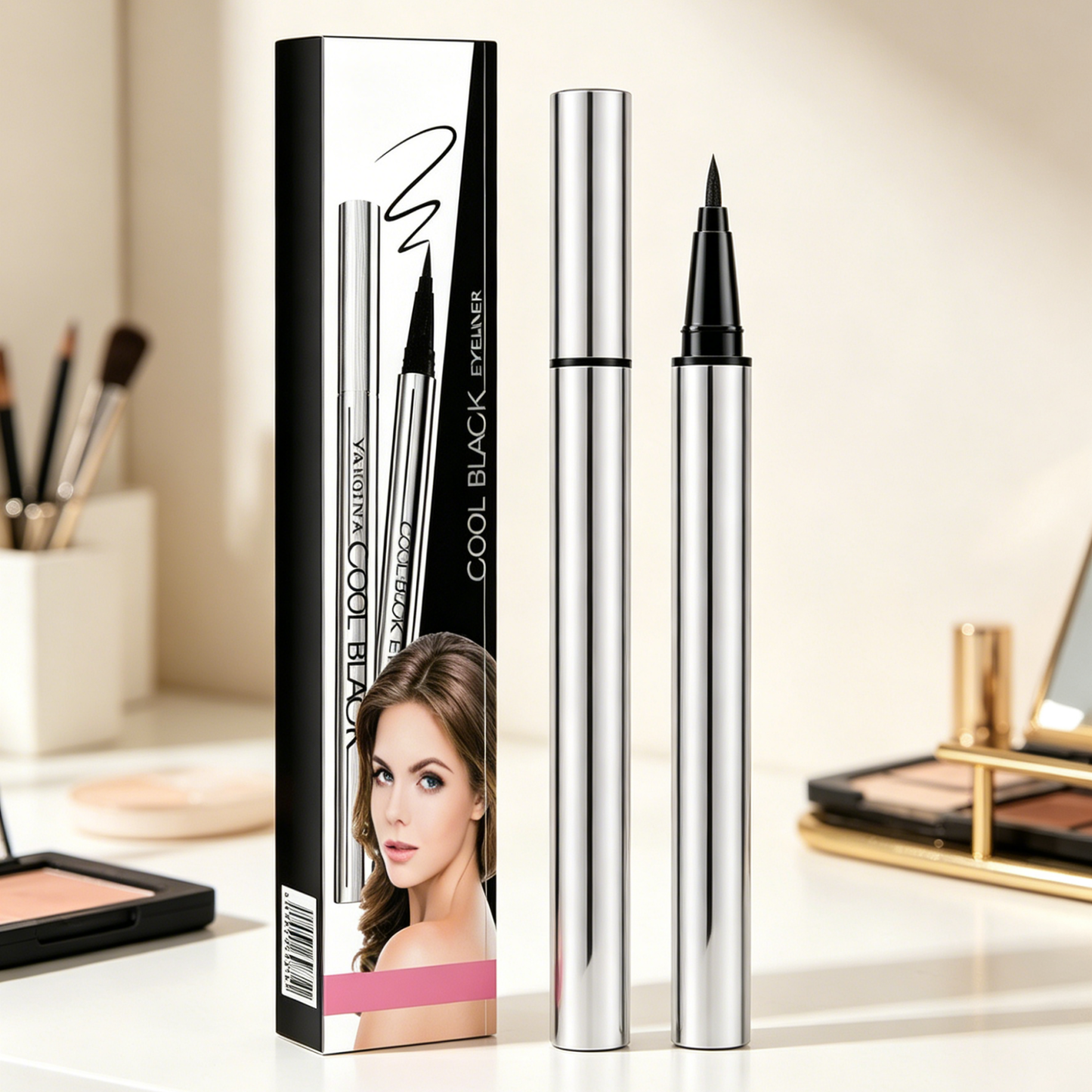 Waterproof Quick-Dry Liquid Eyeliner | 0.01mm Ultra-Fine Tip | Smudge-Proof 24H Long Lasting | Cool Black