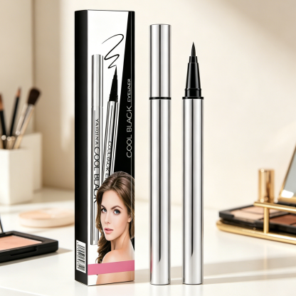 Waterproof Quick-Dry Liquid Eyeliner | 0.01mm Ultra-Fine Tip | Smudge-Proof 24H Long Lasting | Cool Black