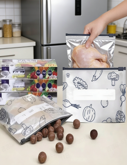 Aluminum Foil Fresh-Keeping Bag: Reusable Ziplock Food Storage for Kitchen & Freezer (Moisture-Proof)