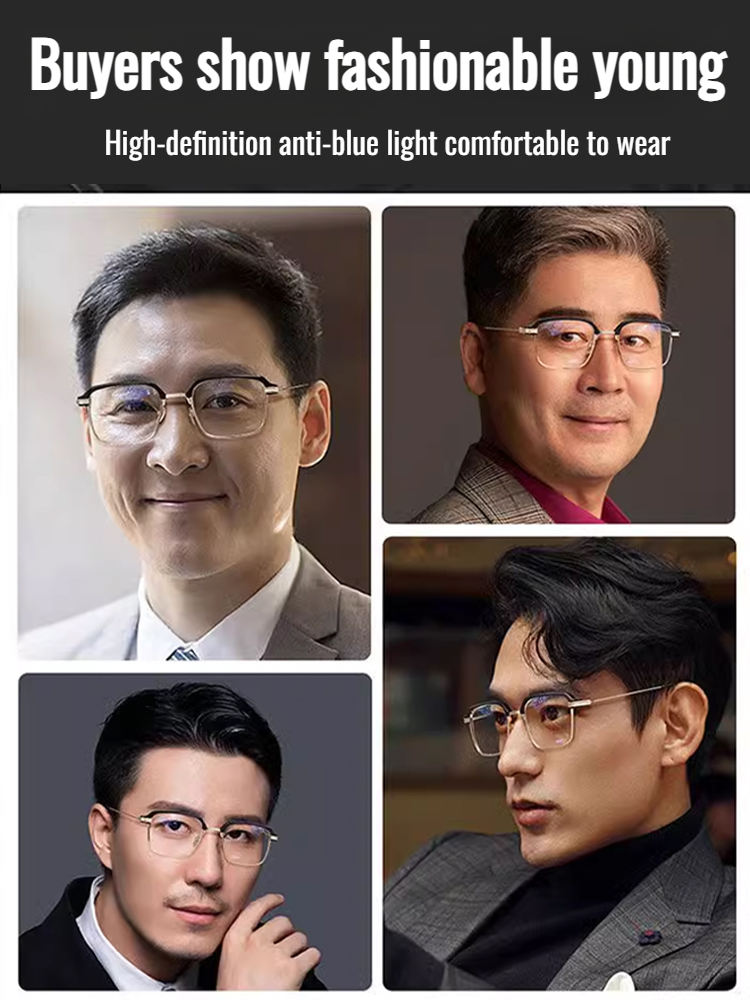 Kacamata Baca Progresif | Cermin Mata Auto Fokus | Kacamata Anti Cahaya Biru | Bingkai Titanium Alloy | Lensa Tukar Warna Photochromic | Cermin Mata Warga Emas | Reading Glasses Men Women