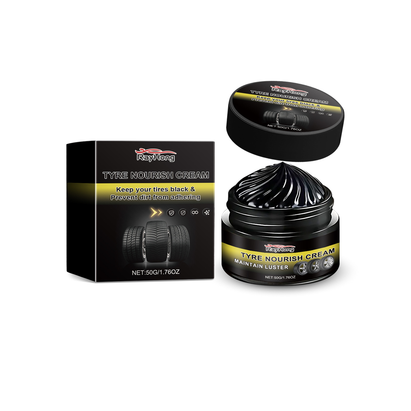 Premium Car Tyre/Tire Shine Wax | Long-Lasting Deep Black Gloss & Waterproof Coating | Prevents Cracking