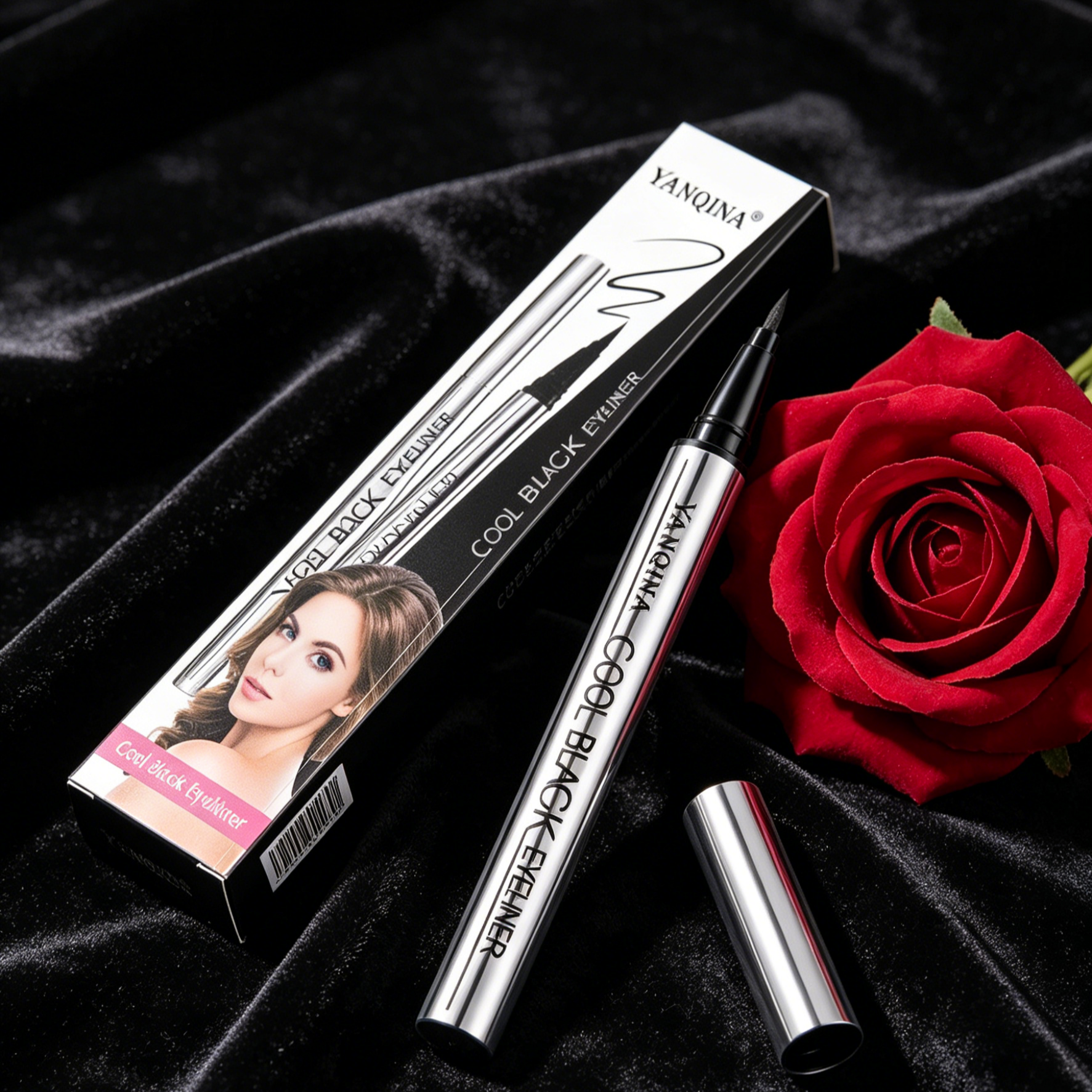 Waterproof Quick-Dry Liquid Eyeliner | 0.01mm Ultra-Fine Tip | Smudge-Proof 24H Long Lasting | Cool Black
