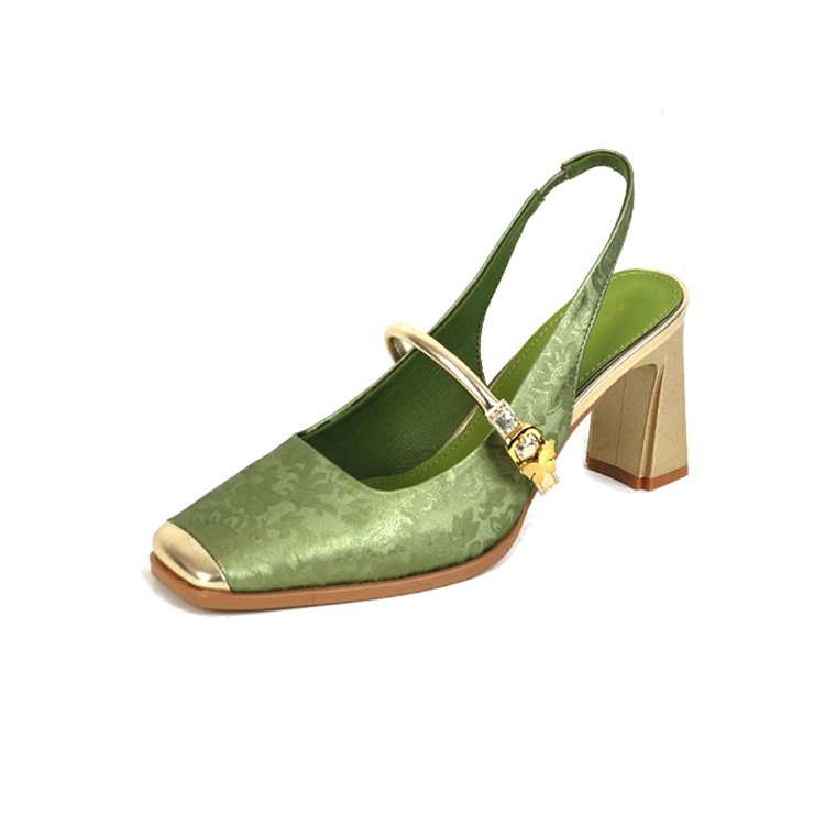  Retro French Chunky Heel Square Toe Shallow Mouth Women's Single Shoes