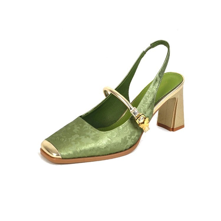  Retro French Chunky Heel Square Toe Shallow Mouth Women's Single Shoes