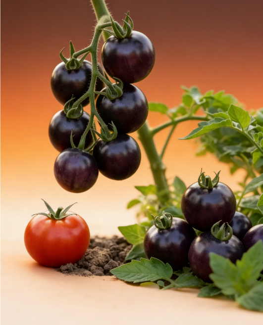 Blueberry Tomato Seeds (Exotic Purple-Black Variety) - Ag-Science Hybrid, High Yield & Non-GMO