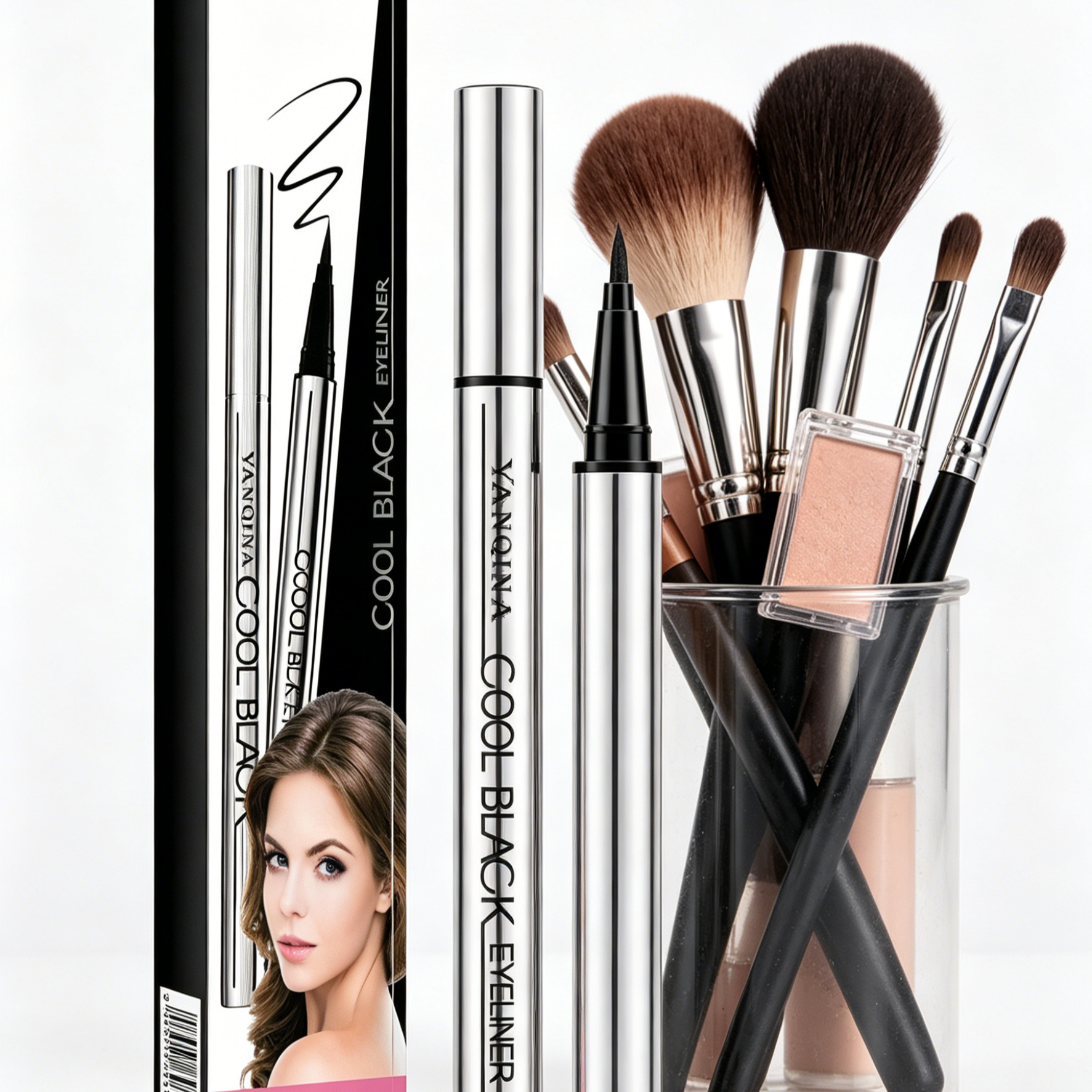 Waterproof Quick-Dry Liquid Eyeliner | 0.01mm Ultra-Fine Tip | Smudge-Proof 24H Long Lasting | Cool Black