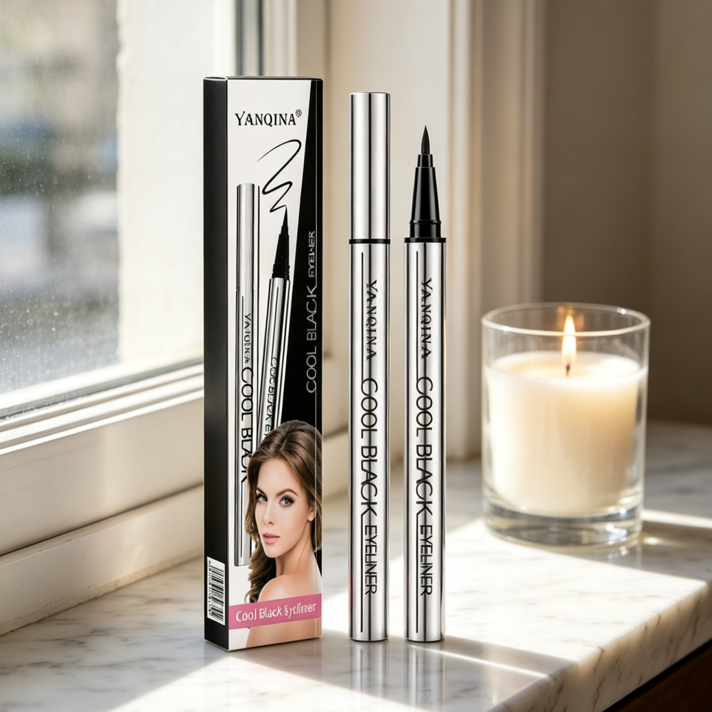 Waterproof Quick-Dry Liquid Eyeliner | 0.01mm Ultra-Fine Tip | Smudge-Proof 24H Long Lasting | Cool Black