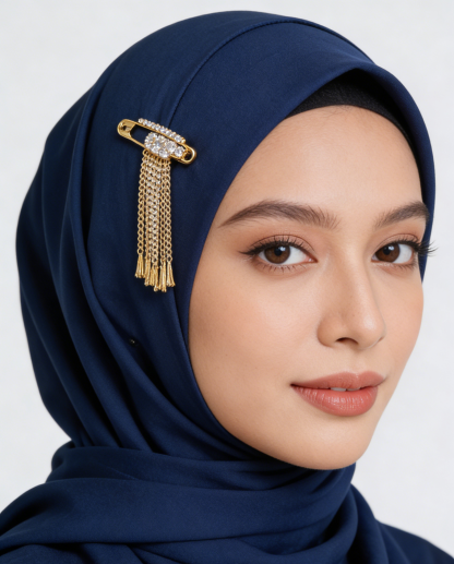 Premium Rhinestone Safety Pin for Hijab | Kerongsang Tudung Minimalist & Elegant | High-Quality Pin for Neat Drape | Aksesori Tudung Lawa Berseri (1 Pair/Set)