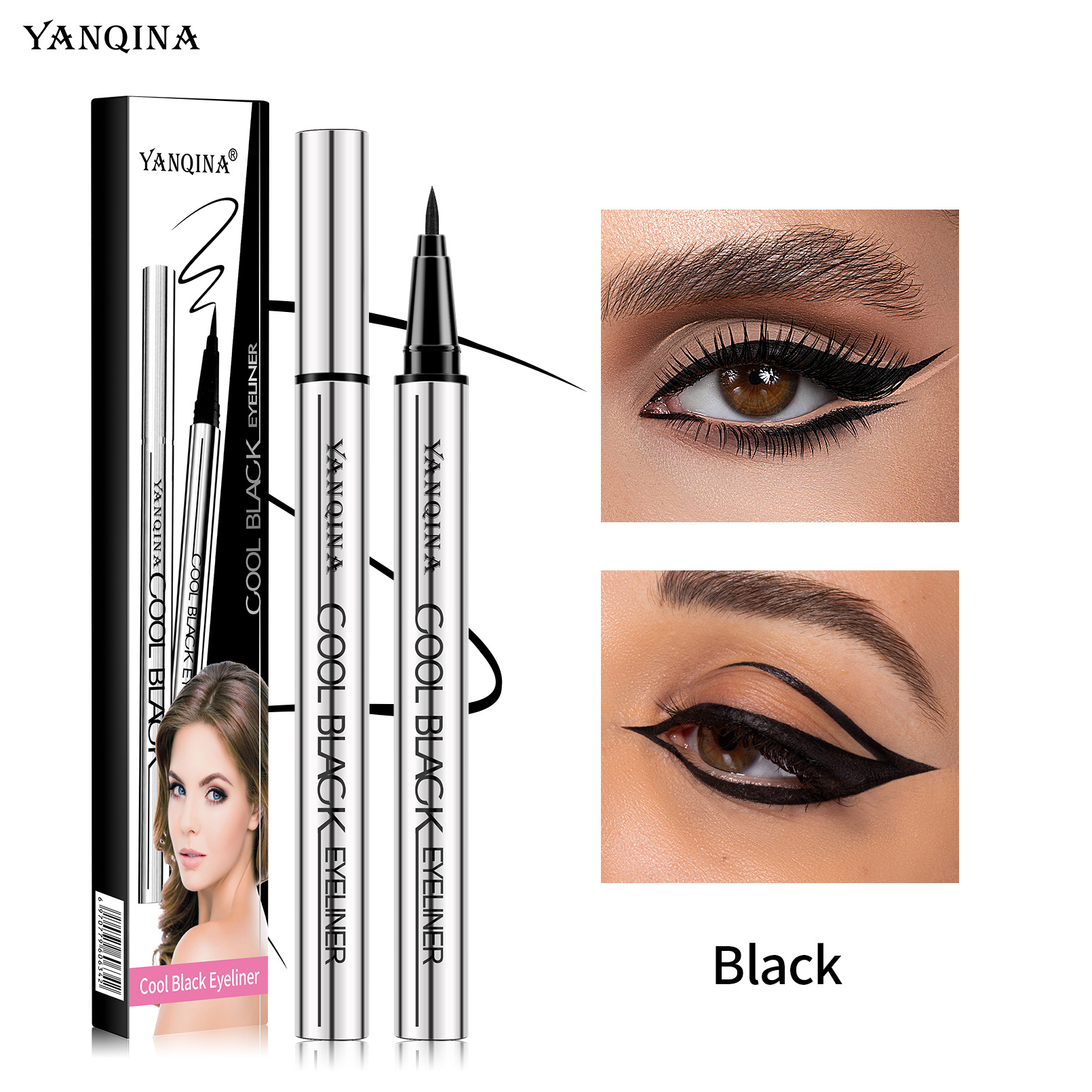 Waterproof Quick-Dry Liquid Eyeliner | 0.01mm Ultra-Fine Tip | Smudge-Proof 24H Long Lasting | Cool Black