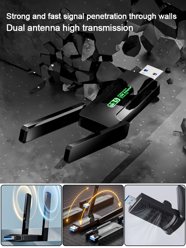 [Fast to Fly] 1300M Dual Band Drive-free Wireless Network Card