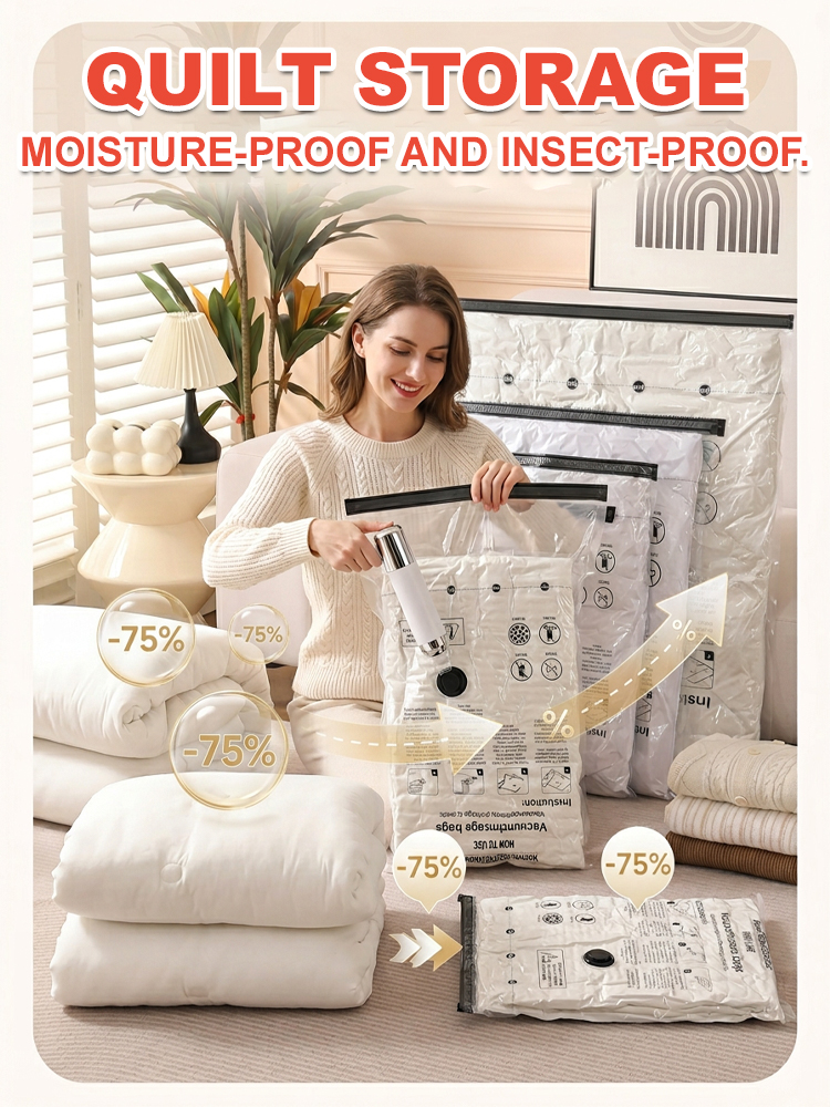 Electric Vacuum Storage Bags | Space Saving Compression Bags | Vacuum Sealer for Clothes | Comforter Storage Bags | Travel Luggage Organizers | Heavy Duty Vacuum Bags