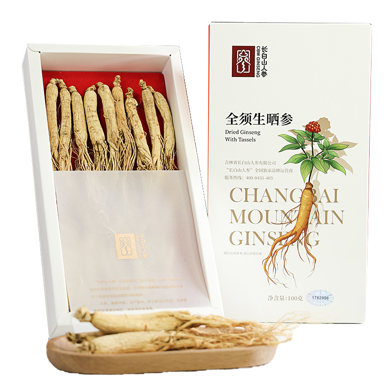 Changbai Mountain Ginseng with Complete Roots, Sun-Dried Ginseng, 200g/Box, Slim Sticks
