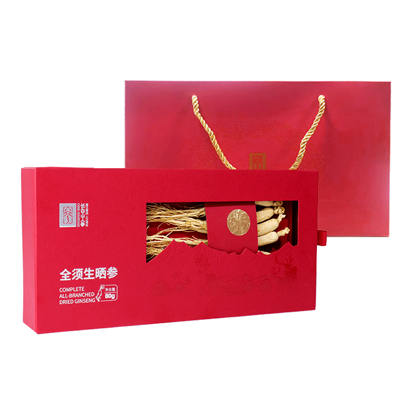 Changbai Mountain Ginseng, Whole Root Sun Dried Ginseng, 80g/Box