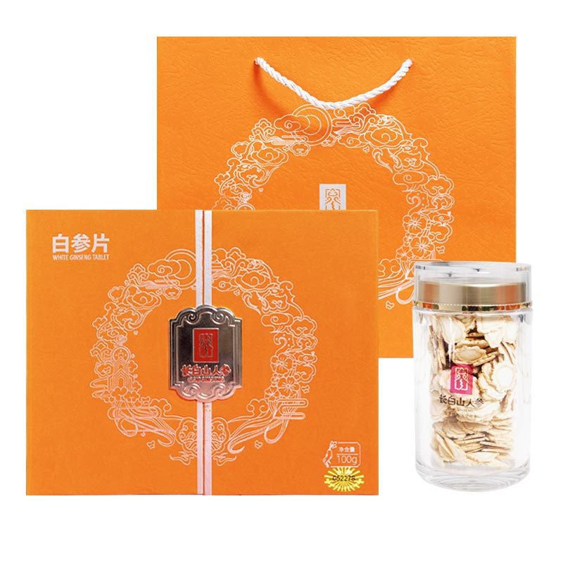 Changbai Mountain Ginseng, White Ginseng Slices, Gift Box, 100g/Box, φ1.0