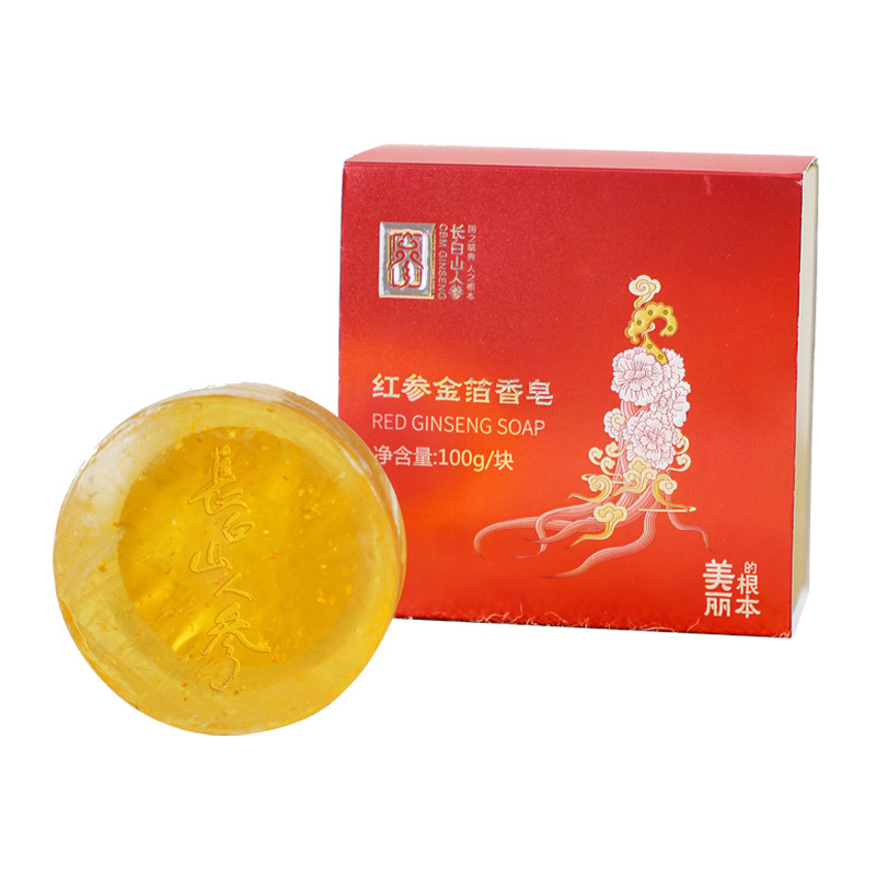 Red Ginseng Soap with Gold Foil, 100g-Changbai Mountain Ginseng