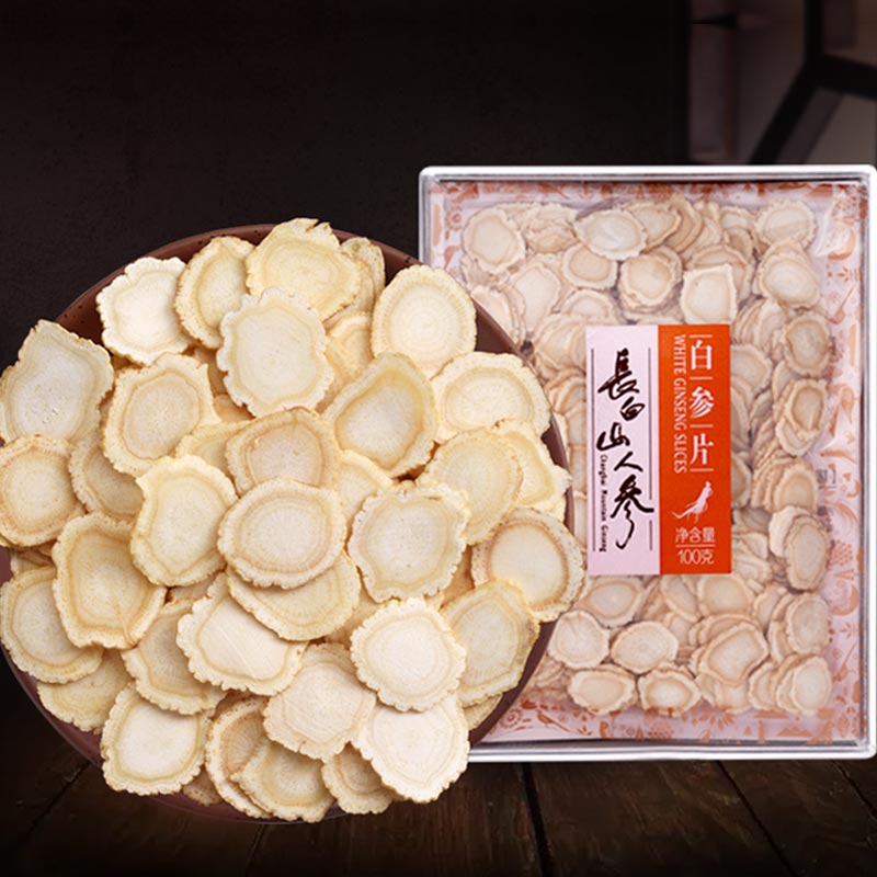 White Ginseng Slices, Acrylic Box, 100g/Box, φ1.2 - 1.4-Changbai Mountain Ginseng