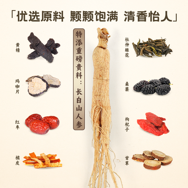 Ginseng Polygonatum  Eucommia Ulmoides Male Flower Tea,90 g (6 g *15 bags)-Changbai Mountain Ginseng-CBM GINSENG