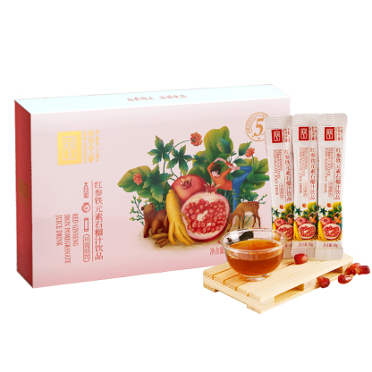 Changbai Mountain Ginseng Red Ginseng Iron Element Pomegranate Juice Drink, 300g/Box