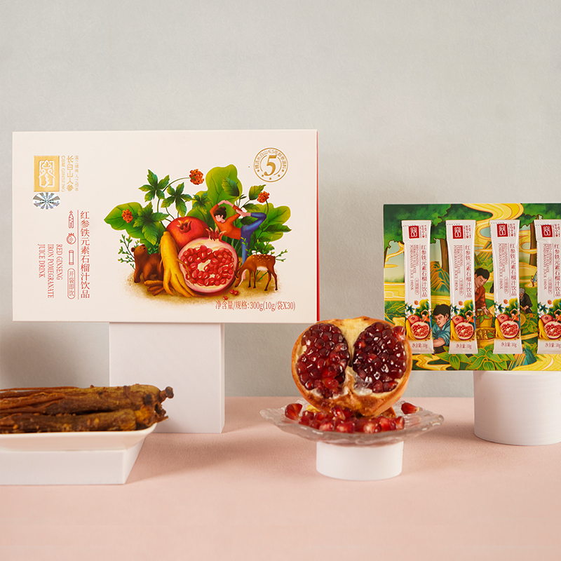 Changbai Mountain Ginseng Red Ginseng Iron Element Pomegranate Juice Drink