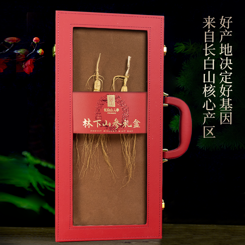 Changbai Mountain Ginseng Forest-cultivated Ginseng with Red Leather Gift Box, 15g/Box