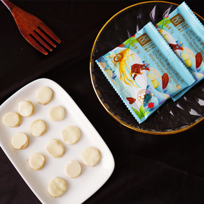 Active Freeze-Dried Ginseng White Chocolate,1 bag of 5g-10 bags/box-Changbai Mountain Ginseng-CBM GINSENG