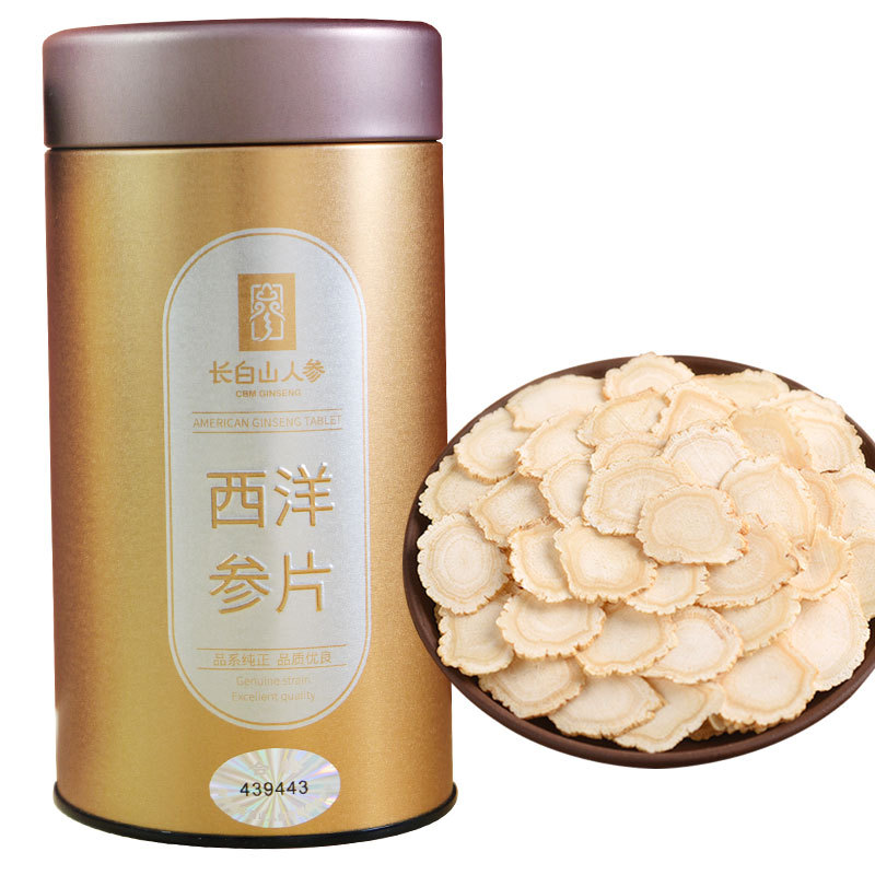 Changbai Mountain Ginseng and American Ginseng Slices, 100g in Barrel Packaging