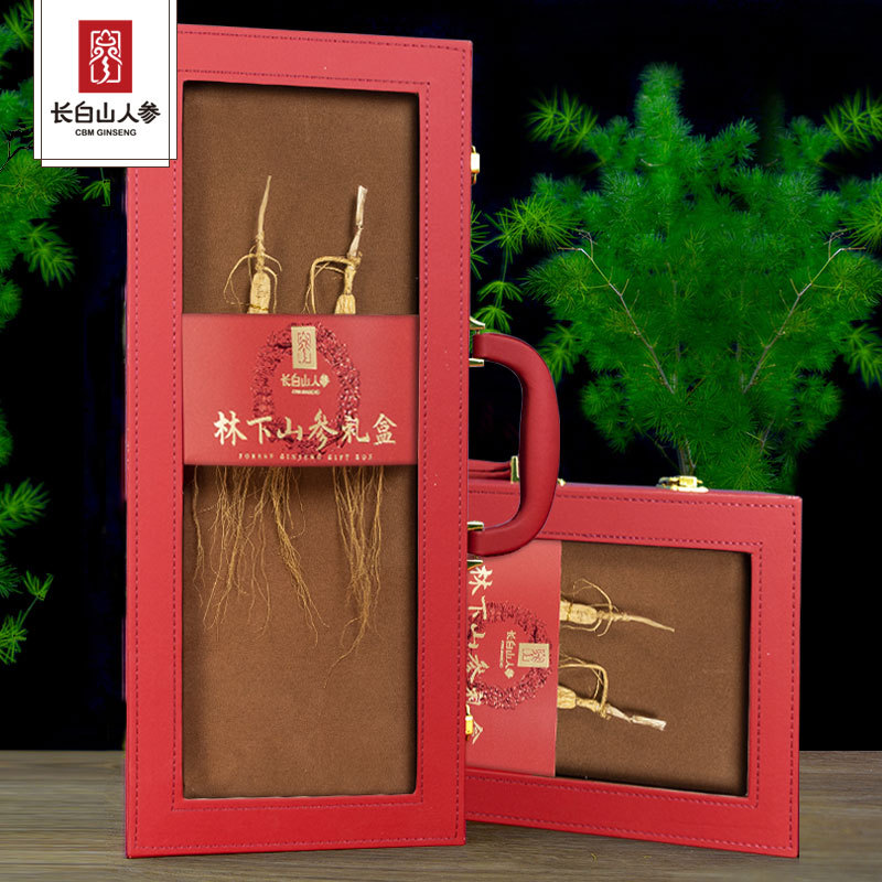 Changbai Mountain Ginseng Forest-cultivated Ginseng with Red Leather Gift Box, 15g/Box