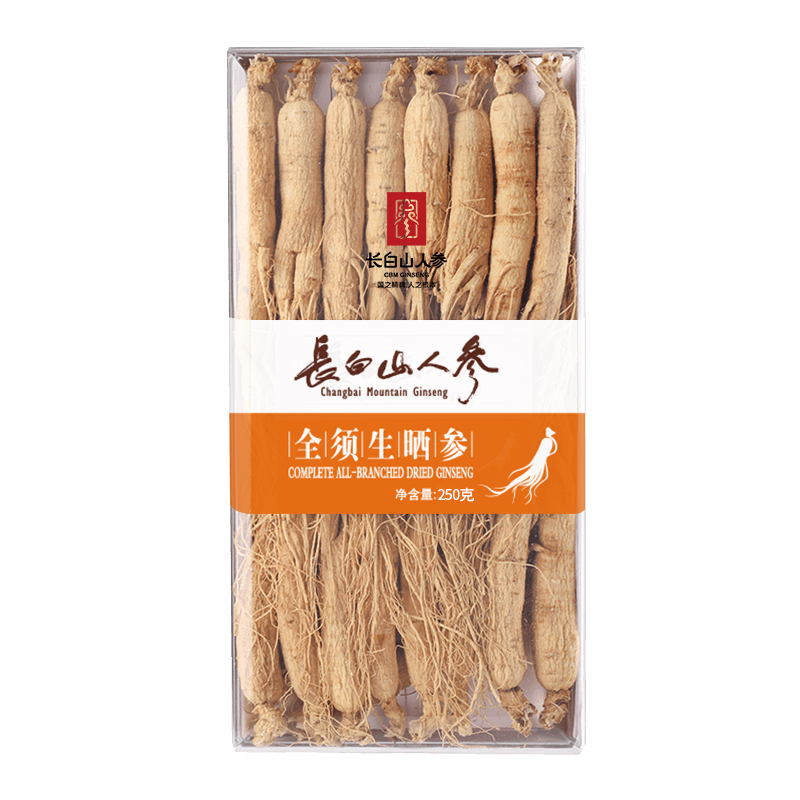 Changbai Mountain Ginseng with Complete Roots, Sun-dried Ginseng, 300g/box   60 - 65