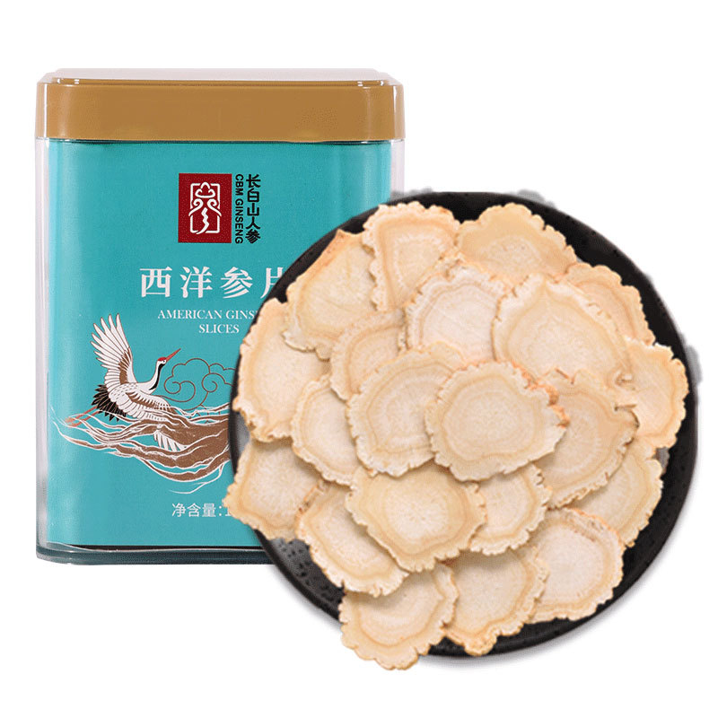 Changbai Mountain Ginseng, American Ginseng Slices, Small Square Can, 100g/Can, φ1.0