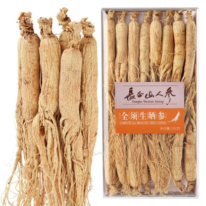 Changbai Mountain Ginseng with Complete Roots, Sun-dried Ginseng, 300g/box   60 - 65