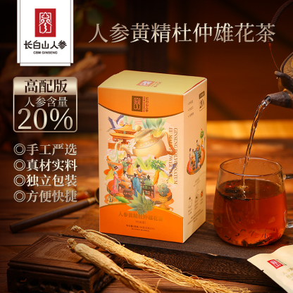 Ginseng Polygonatum  Eucommia Ulmoides Male Flower Tea,90 g (6 g *15 bags)-Changbai Mountain Ginseng-CBM GINSENG