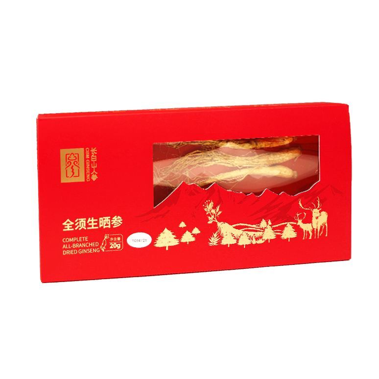 Changbai Mountain Ginseng with Whole Roots, Sun-Dried Ginseng (Gift Box), 20g/box * 4