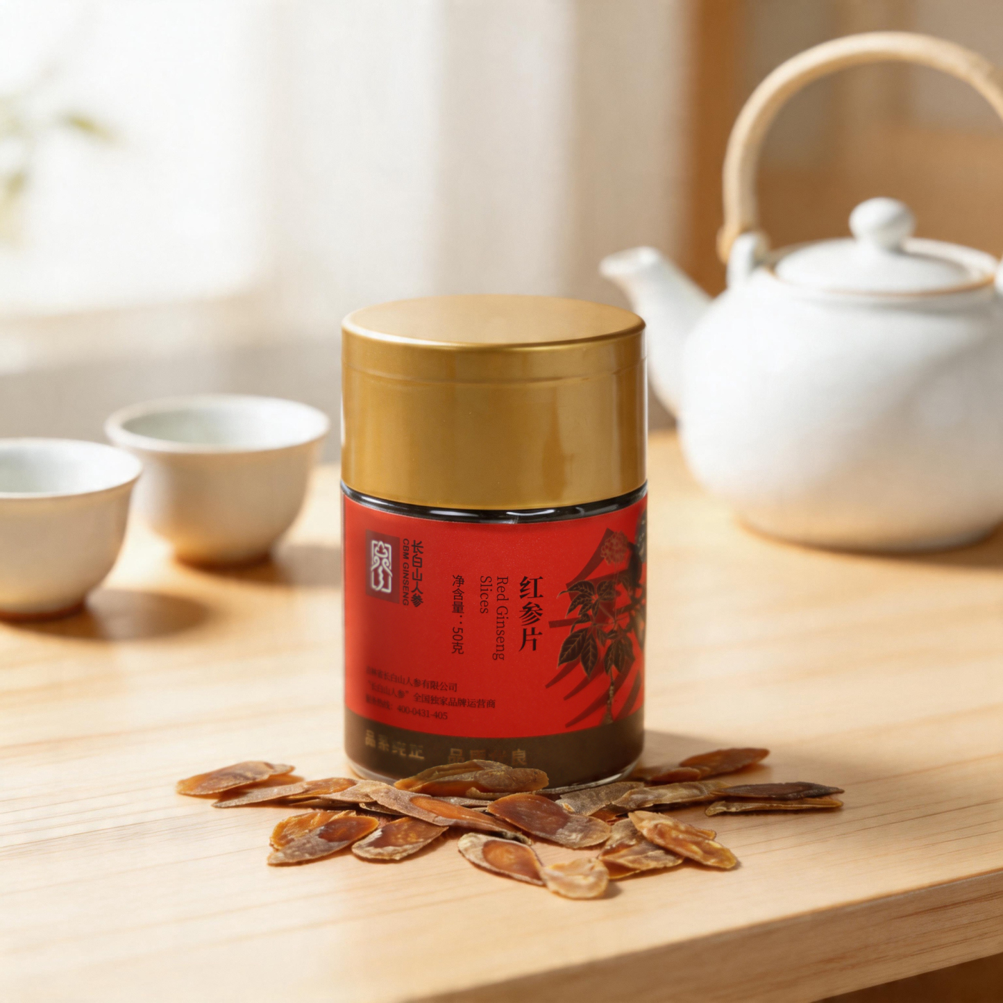 Red Ginseng Slices, 50g/Box-Changbai Mountain Ginseng