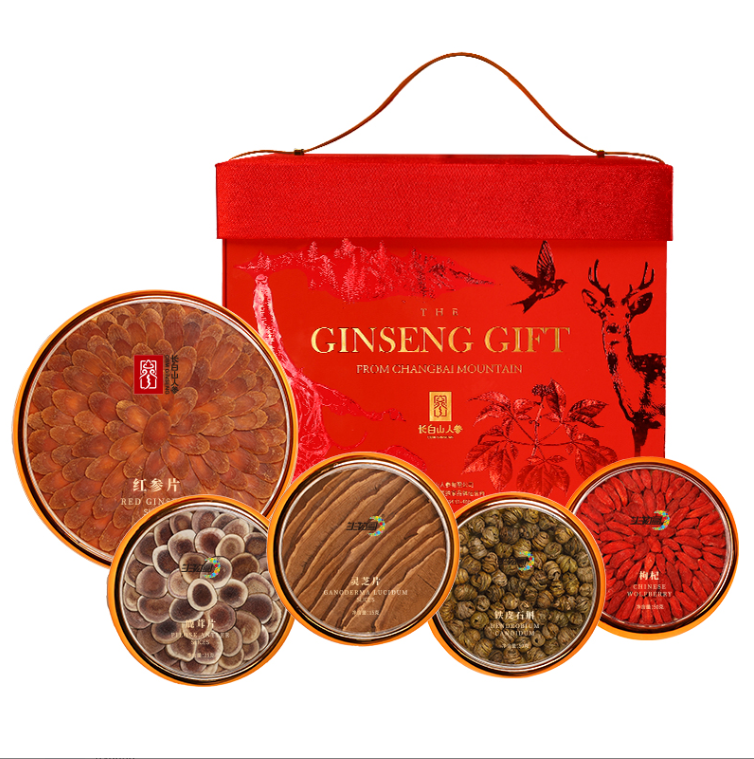 Five Blessings Gift Set of  Red Ginseng Slices, 200g/Box-Changbai Mountain Ginseng-CBM GINSENG