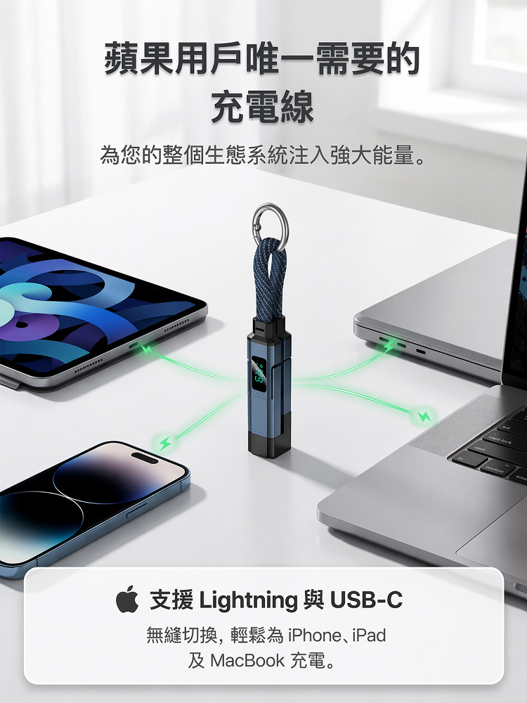 65W 迷你鑰匙扣數據充電線