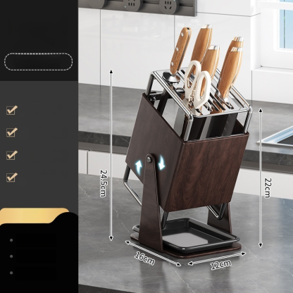 可旋轉廚房收納不銹鋼刀架