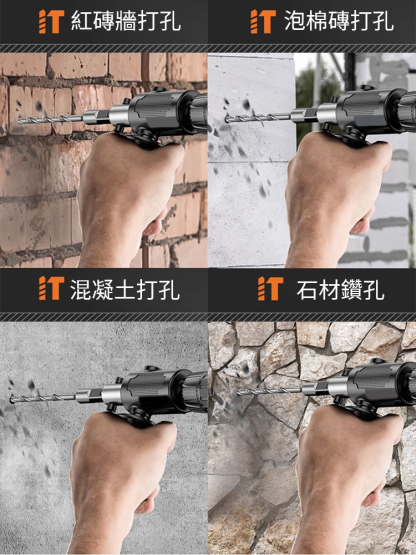 電鎚轉換頭，一機搞定多種鑽孔需求