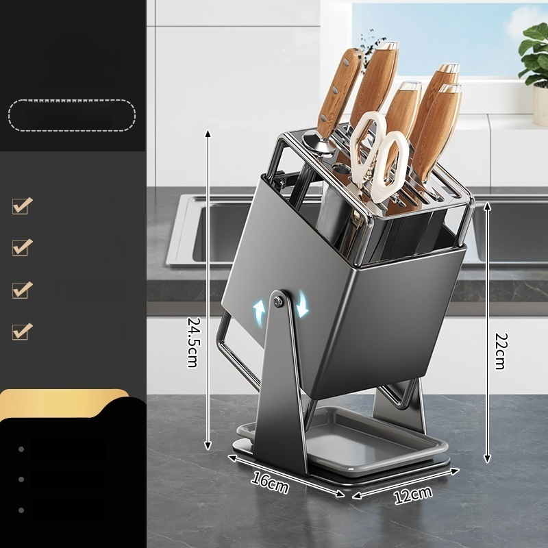 可旋轉廚房收納不銹鋼刀架