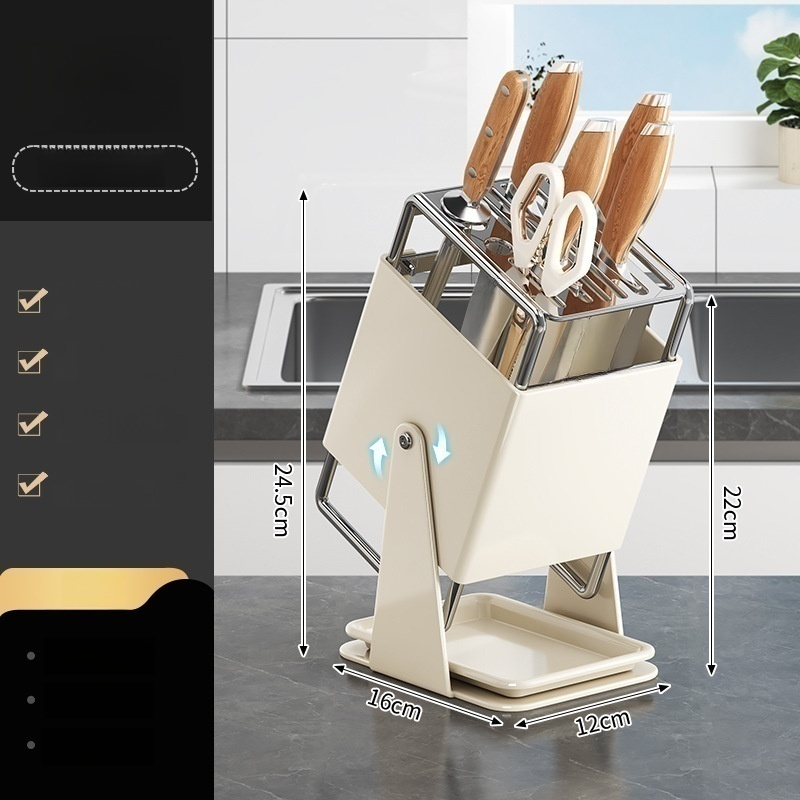 可旋轉廚房收納不銹鋼刀架